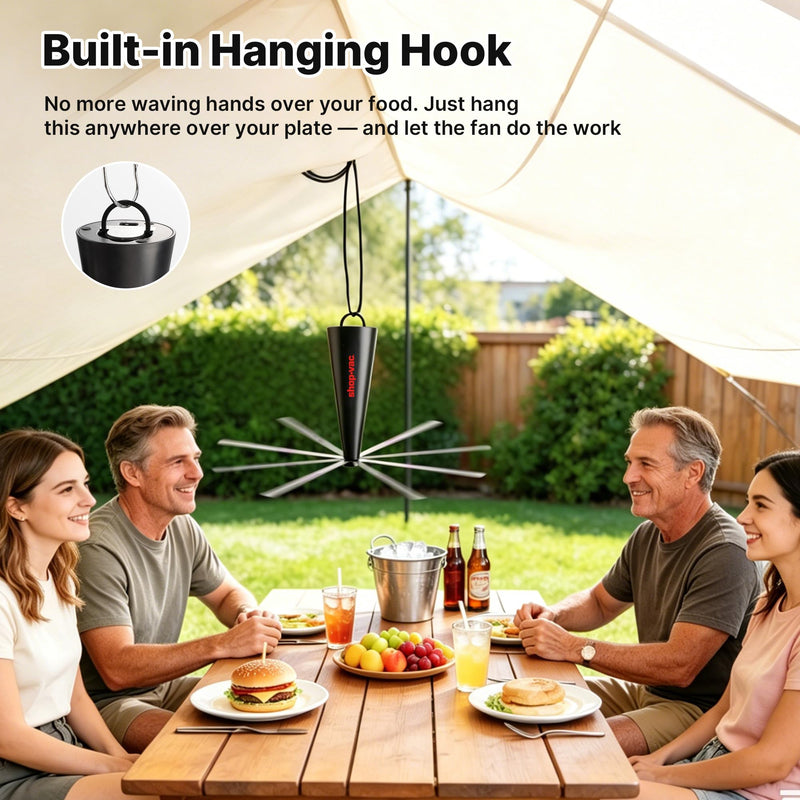 Shop-Vac Fly Fans for Tables Rechargeable 4 Pack, Portable Outdoor Food Fan Black