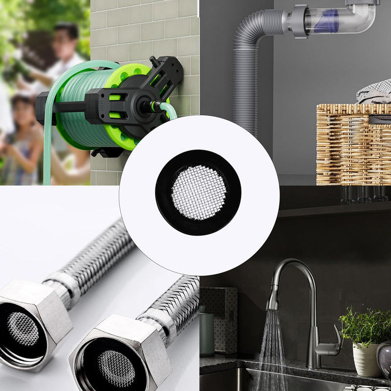 1Inch 8PCS Shower Filter Gaskets+8PCS Rubber Washers, Seal Faucet Washers, O Ring Hose Gasket Filter Net Shower Head Gasket Rubber Washer for Water Faucet Shower Garden Hose Connector 8 Filter Gasket + 8 Washer