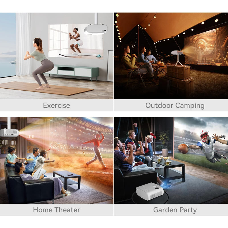Mini Projector with Wifi and Bluetooth - Portable Outdoor Movie Projector 1080P Full HD Compatible with HDMI/ Phone/ Tablet/ Laptop/ TV Stick/ PS4