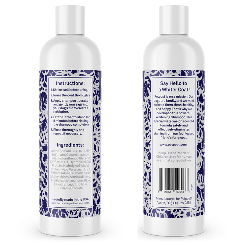 Petpost | Dog Whitening Shampoo - Best Lightening Treatment for Dogs with White Fur - Soothing Watermelon Scent - Maltese, Shih Tzu, Bichon Frise Approved 16 oz. 16 Ounce - PawsPlanet Australia