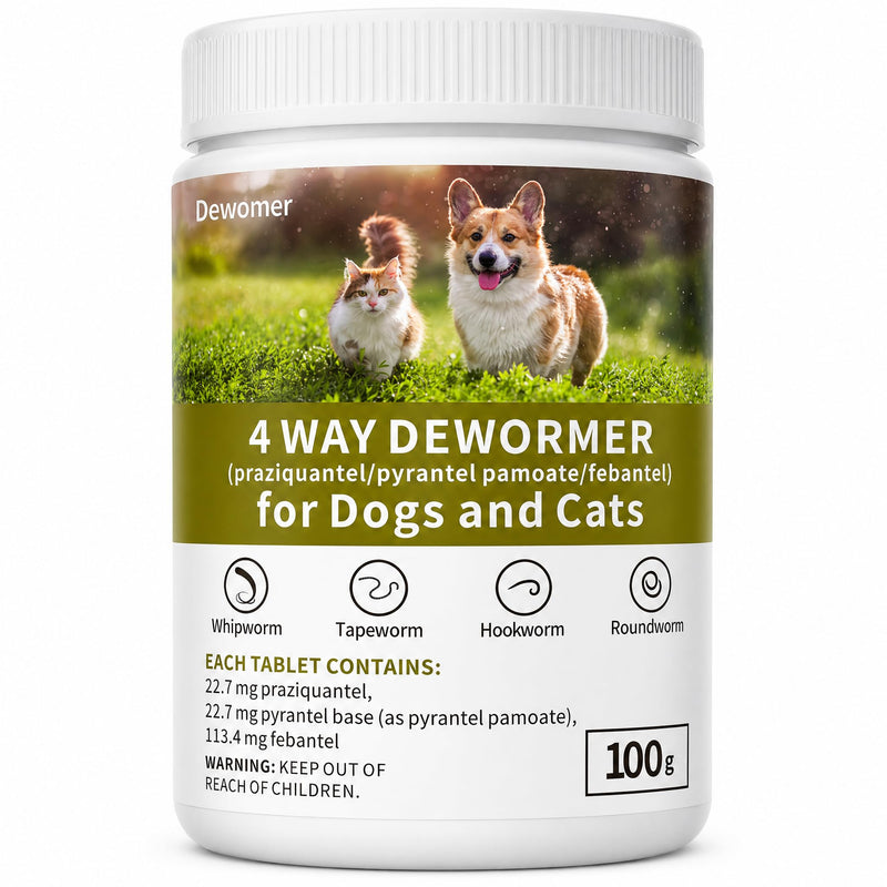 Dewormer Powder for Dogs and Cats,4 Way Broad Spectrum Wormer with Praziquantel, Pyrantel Pamoate & Febantel, Safe for 4 Weeks and Older