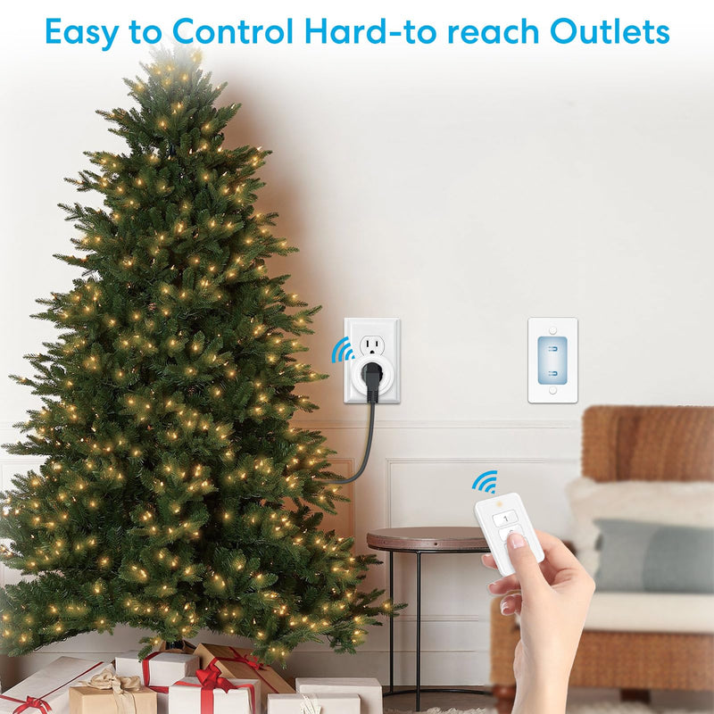 LoraTap 656ft Wireless Remote Control for Lamps and Household Appliances, No Hub Required, White (1 Remote + 3 Plugs)