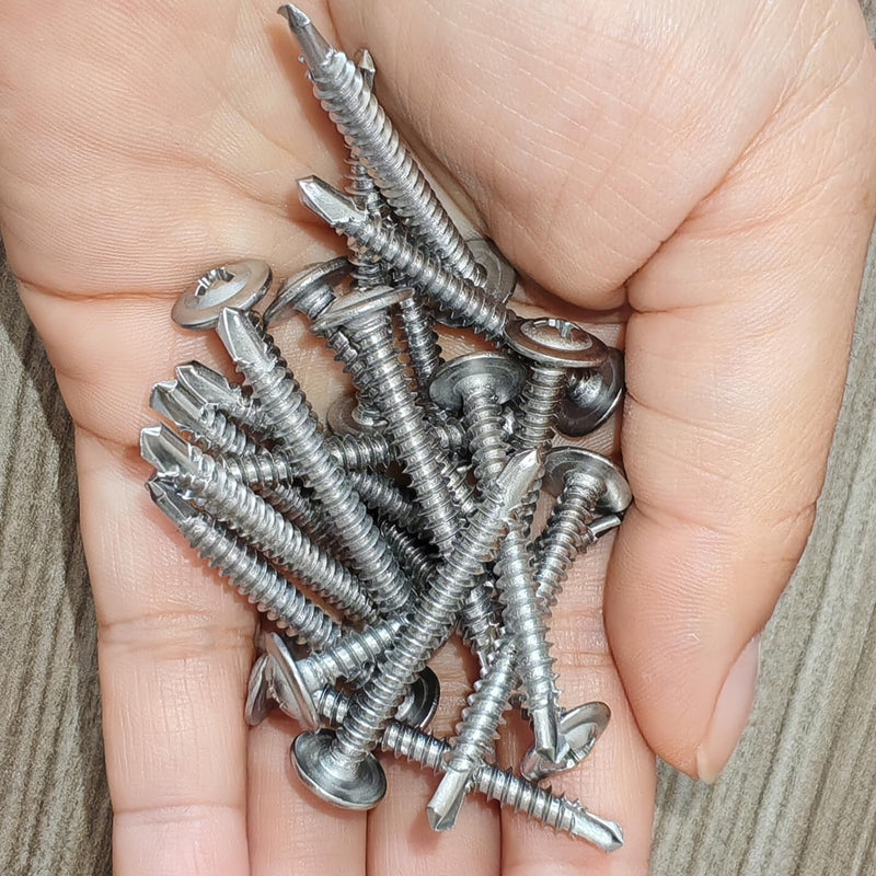 #8 x 1-1/2" Sheet Metal Screws 150PCS 410 Stainless Steel Truss Head Fast Self Tapping Screws #8 x 1-1/2" Silver Truss Head