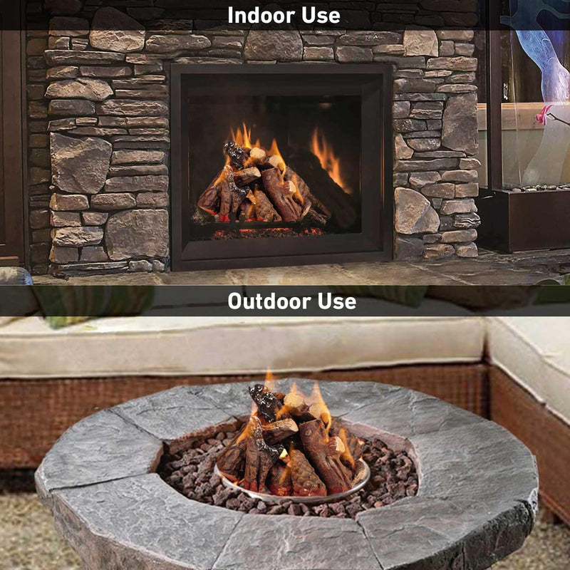 Stanbroil 10 Piece Set of Small Ceramic Logs for Gas Fireplace Fire Pits