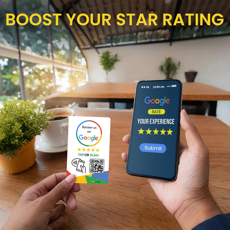 Google Review Tap Card, 1-Pack by TapFive: Reusable Smart Tap NFC & QR for Instant Reviews - iPhone & Android - Boost Business Reviews Quickly - Powered by TapSnap (1-Pack)