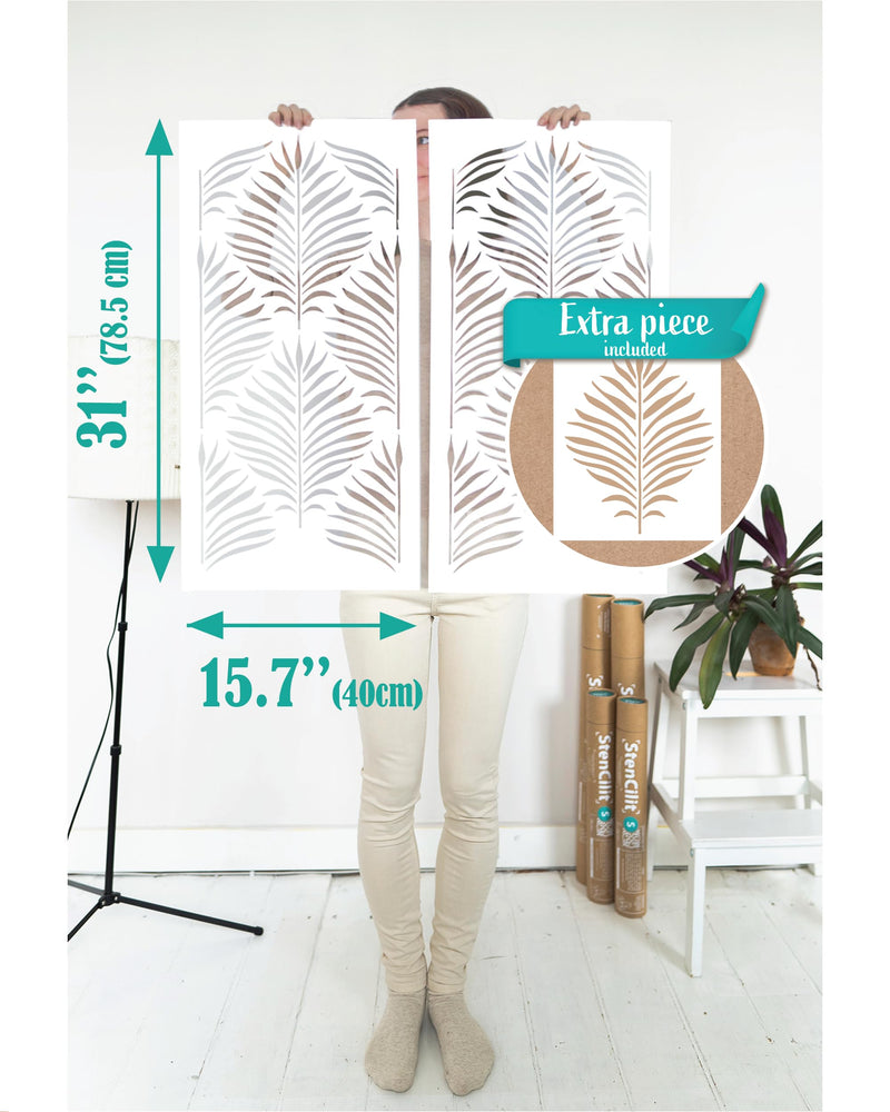 STENCILIT Gilded Fern Large Wall Stencil for Painting - 15.7x31in Stencil