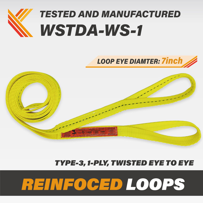 1-Ply Webbing Sling 1”x 4ft Lifting Straps 2Pack Heavy Duty Web Strap Rigging Moving Towing Hoisting Gear KODIAK STRAPS 2 PACK 1inch x 4ft