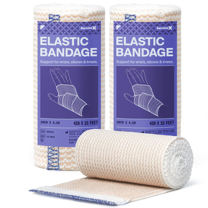 High-Performance Elastic Bandage Wrap 4 Inch - Reusable Compression Bandage Wrap for Leg, Ankle, Wrist, Knee - Self Closing Design - FSA HSA Approved - 2 Pack Elastic 4in