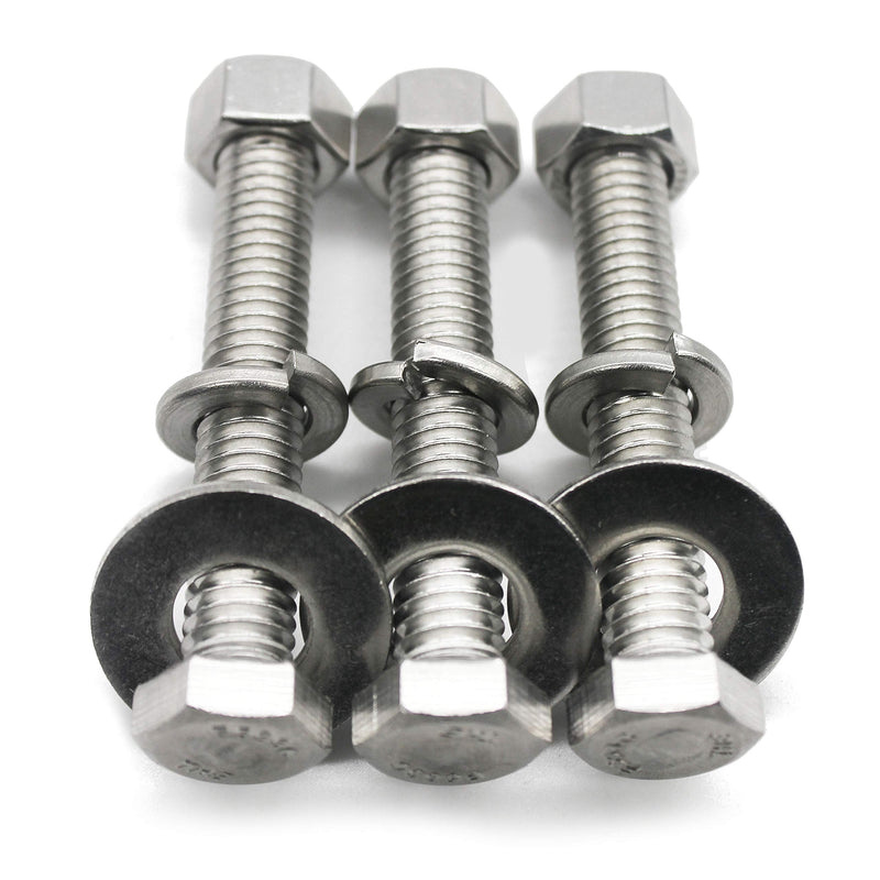 (10 Sets) 1/4-20x3" Stainless Steel Hex Head Screws Bolts, Nuts, Flat & Lock Washers, 18-8 (304) S/S, Fully Threaded by Bolt Fullerkreg (10 Sets) 1/4x3"
