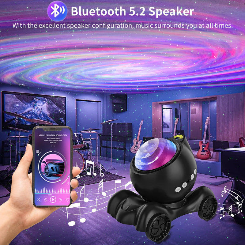ENOKIK Galaxy Projector, Star Aurora Projector Built-in Bluetooth Speaker, Night Light for Kids Adults, White Noise Light for Home Decor/Relaxation/Party/Music/Gift (Black) Black