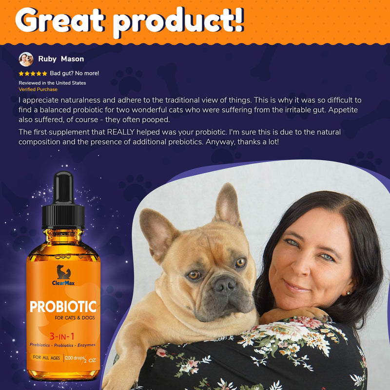 Probiotics for Dogs - Cat Probiotic - Great Dog Probiotics and Digestive Enzymes for Pet - Dog Digestive Enzymes & High Quality Prebiotic - Canine Probiotic - Probiotics for Cats - Puppy Probiotic - PawsPlanet Australia