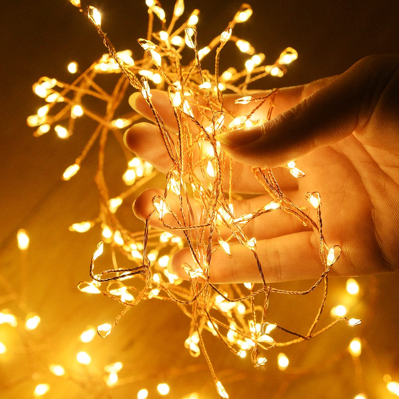 Dailyart Fairy Lights Plug in, 200 Led Fairy Lights with Remote 10Ft Fairy Lights with Timer 8 Modes Warm Fairy Lights for Bedroom Wreath Party Window Wedding Christmas Tree Decoration Gold Wire
