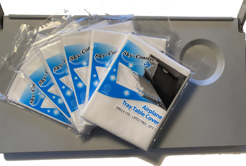 Disposable Airplane Tray Table Cover - Pack of 6 | Premium Medical Grade Material | Individually Packaged | Must Have Travel Essentials for Kids, Toddlers, and Adults