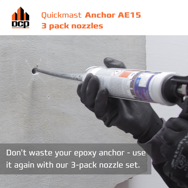 DCP Quickmast AE15 High-Strength Concrete Epoxy Anchoring System for Rebar & Threaded Rods with 3-Pack Replacement Nozzles