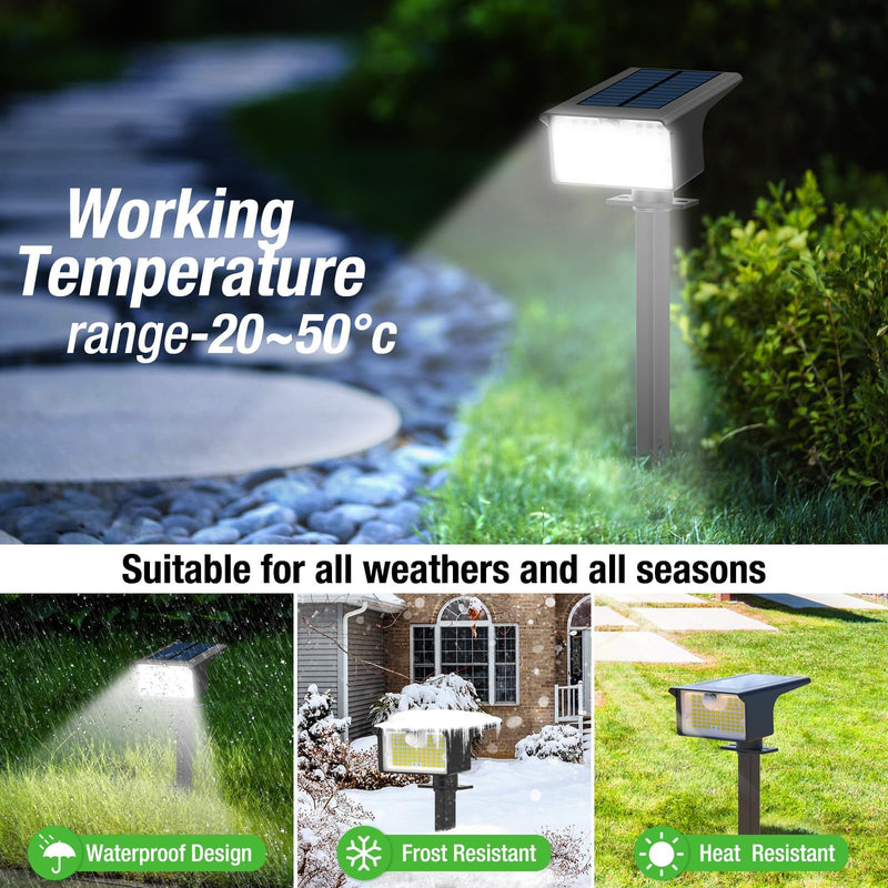 nipify Solar Spot Lights Outdoor, 3 Pack/62 LED Solar Motion Sensor Lights Outdoor Waterproof, 3 Modes Solar Powered Landscape Spotlights 2-in-1 for Outside Yard Wall Garden, Cool White