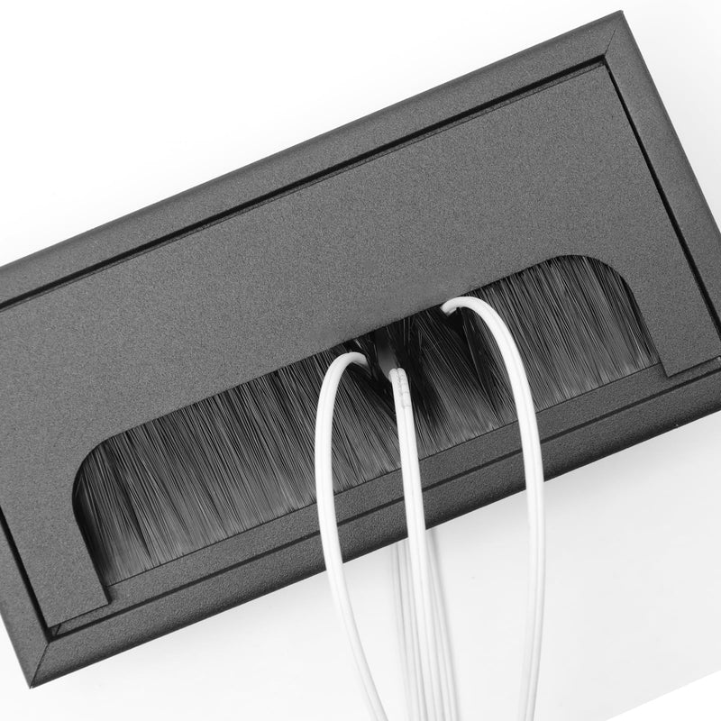 Rectangle Cable Grommet Metal Wire Hole Cover for Management of Computer Desk Wire Black 160mm x 80mm - Pack of 2 Black 80*160mm