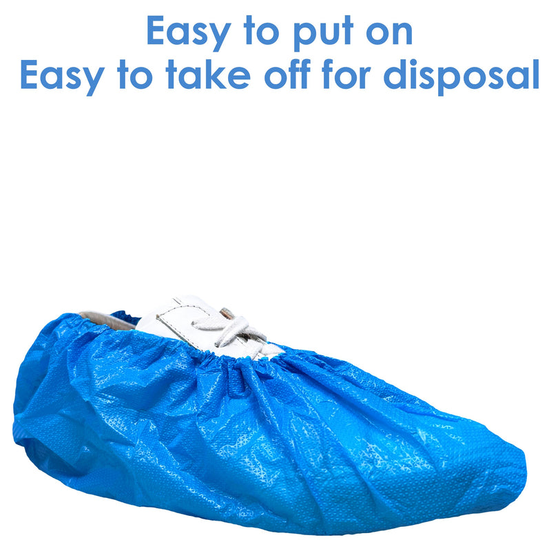 INNOVATIVE HAUS Extra Large Blue Waterproof Disposable Boot and Shoe Covers. Plastic Shoe Covers Disposable. Non-Slip Indoor Booties. 100 Pack