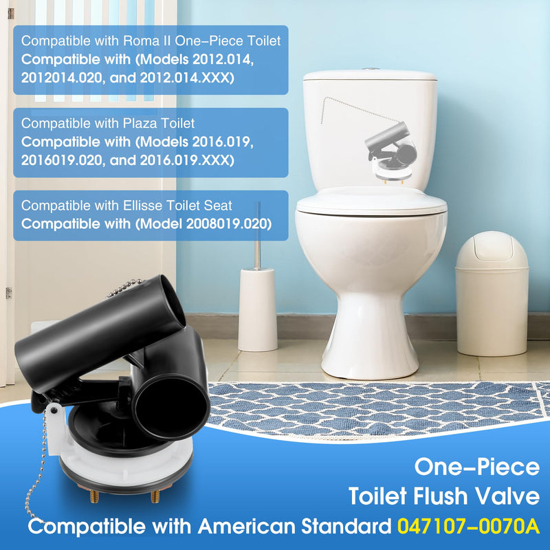Enhon Toilet Flush Valve Assembly Compatible with American Standard 047107-0070A/3161-Series Toilet Flush Valve Flapper Replacement Kit for One Piece Toilets