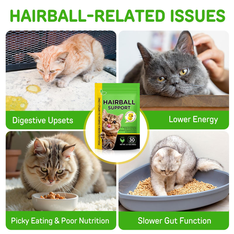 Hairball Control Cat Treats - Hairball Treatment for Cats,Cat Hairball Remedy & Relief for Cats-Cat Hairball Control with Psyllium Seed Husk and Vitamins,Promotes Skin & Coat,Digestive,Urinary Health