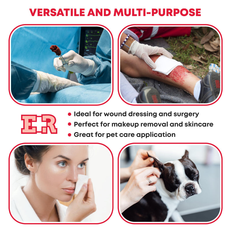 Ever Ready First Aid Non-Woven Sponges, Wound Care, Skin Care, 4" x 4", 4 Ply - 800 Count 4" x 4" (4 Packs of 200)