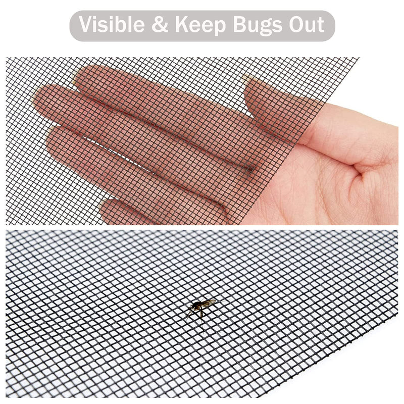 Window Screen Replacement Kit, 48'' x 99'' Fiberglass Screen Mesh with Rolling Tool and Screen Retainer Spline, DIY Adjustable Screen Door Mesh for Window, Door and Patio, Black 48'' x 99''