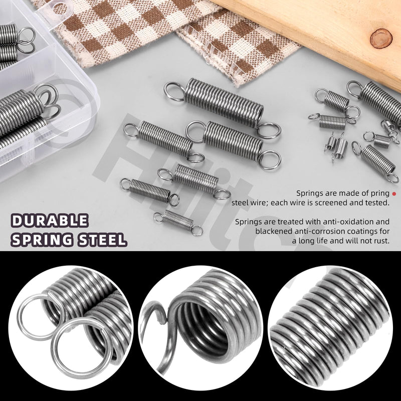 Hilitchi 96Pcs 15 Sizes Extension Spring Assortment Kit Extension Spring Stainless Steel Springs Assorted Size Small Springs Compression Tension Springs for Repairs Maintenance 96