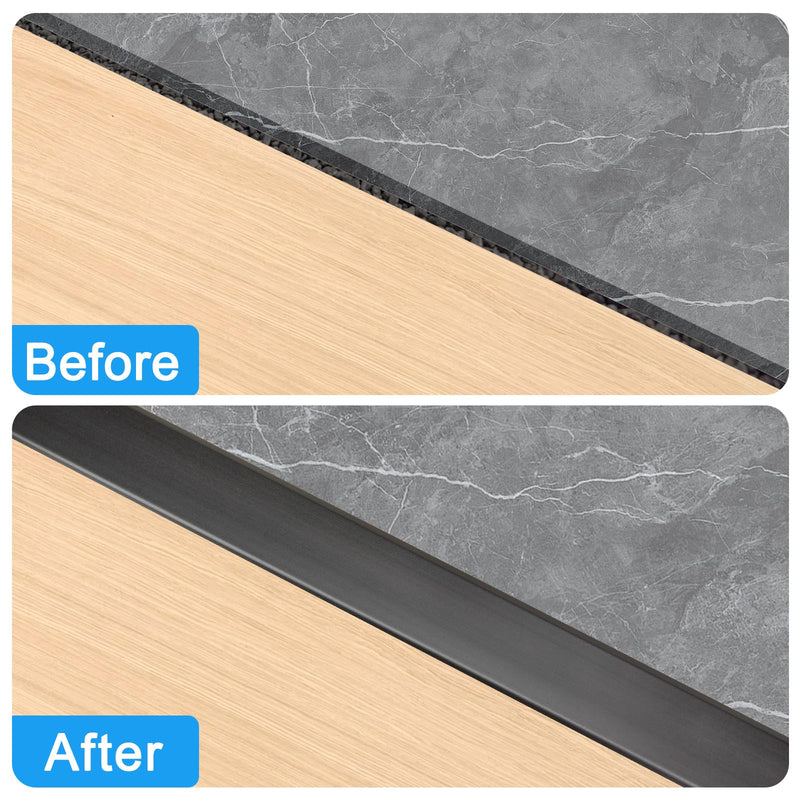 Metal Floor Transition Strips for Doorways, Self-Adhesive Aluminum T-Molding Threshold, for Joining Wood Tile Vinyl Laminate Flooring Gaps Seamless (3Pcs,36"x 2",Black) 36in x 2in x 0.37in Black