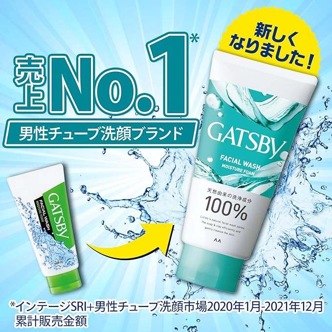 GATSBY Men's Facial Wash Moisturizing Foam, Non-Scrub, Facial Wash Set, 4.6 oz (130 g) (3 x 3) - NewNest Australia