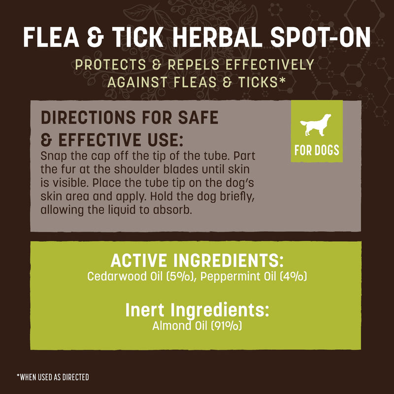 Earth Animal Apothecary Natural Flea & Tick - Herbal Spot-On for Small Dogs & Puppies - 3 Applications (3 Month Supply)