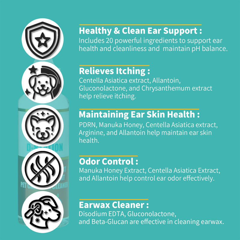 D-STATION PDRN OTIC Ear Cleaner is formulated with Premium PDRN to Soothe itching, Reduce Inflammation, and Keep Ears Clean While Promoting Healthy Ear Skin. Suitable for Dogs & Cats of All Ages. 4oz - PawsPlanet Australia