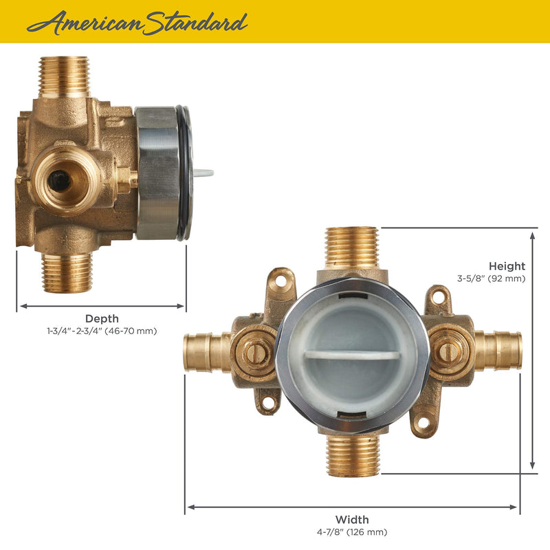 American Standard RU108SS Flash Shower Rough-In Valve with PEX Inlets and Universal Outlets with Screwdriver Stops for Cold Expansion System, Unfinished