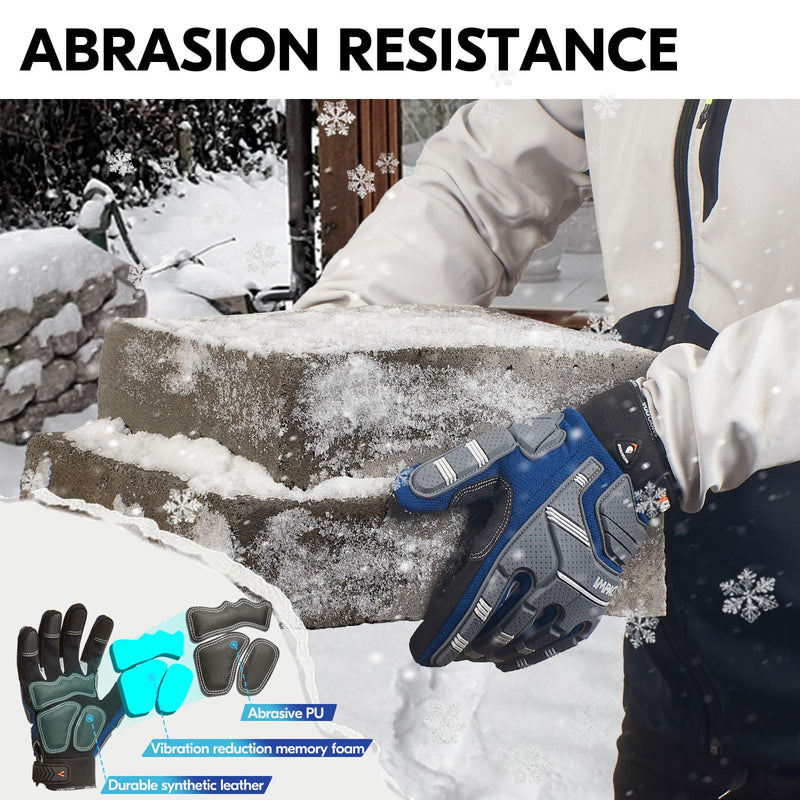 Vgo... -20/-4F COLDPROOF Winter Work Gloves - Mechanics & Impact Gloves - Anti-Vibration & Heavy Duty (SL9792FW) Medium Blue