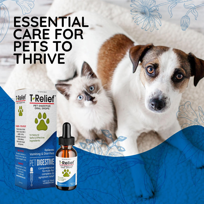 T-Relief Pet Digestive Complete GI Relief Drops for Dog & Cat Soothing Aloe + 13 Natural Homeopathic Actives Help Calm Nausea & Diarrhea from Mild Illness Food Stress or Motion Sickness - 1.69 oz - PawsPlanet Australia