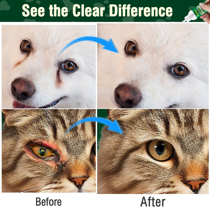 120ml/4.06fl oz Pet Eye Drops for Dogs and Cats,Solution for Redness,Itching and Tear Stains,Fast-Acting,Safe for All Breeds and Sizes 1