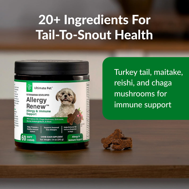 Ultimate Pet Nutrition Allergy Renew Vet-Developed Soft Chew Allergy & Immune Support for Dogs, Helps with Itching, Skin & Coat Health, 60 Count