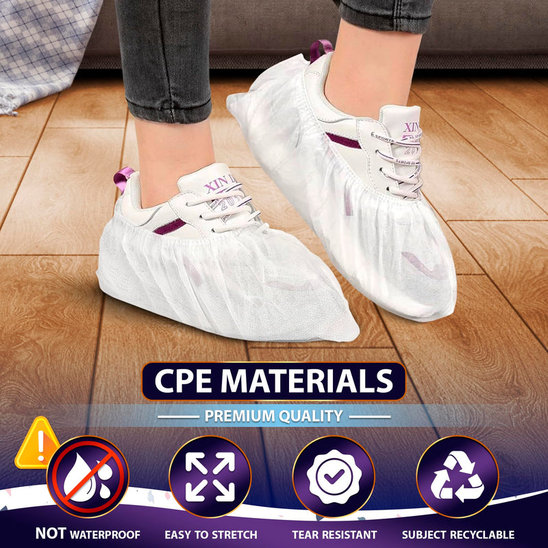 100Pcs Shoe Protector Disposable Shoe Covers for Indoors - Non Slip Shoe Covers Shoe Booties Protectors for Outdoor Shoe Covers - 50Pairs White Shoe Booties Disposable for Walking Boot 50Pairs Disposable White Shoe Covers