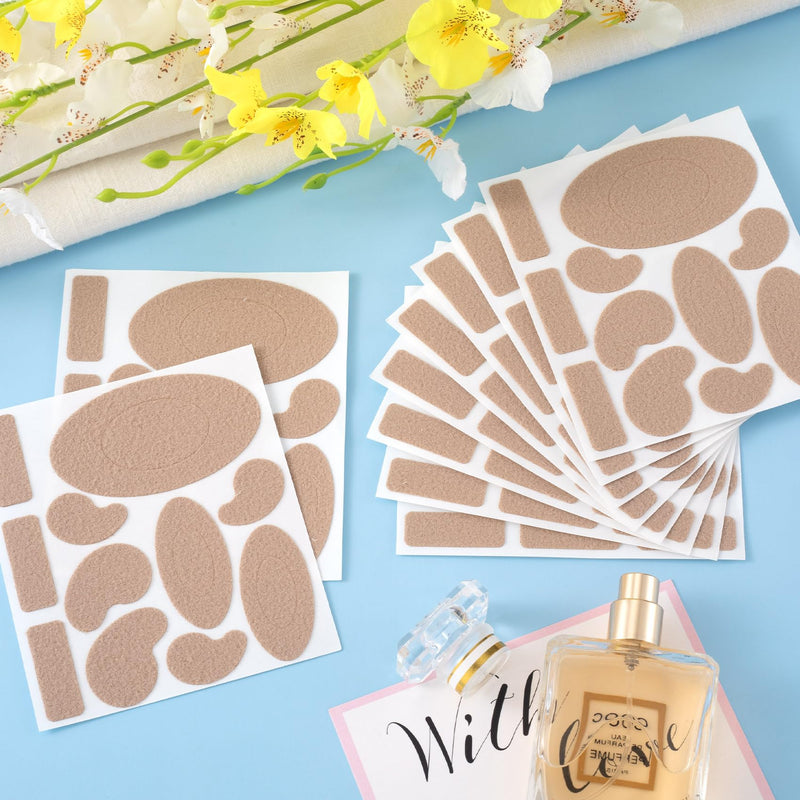 4 Sheets Moleskin Adhesive Pads, Multi-Shapes Moleskin Tape, Moleskin Strips Prevention Pads Anti-Wear Mole Skin Patch for Feet Heels- Nude Color 44pcs- 4 Sheet
