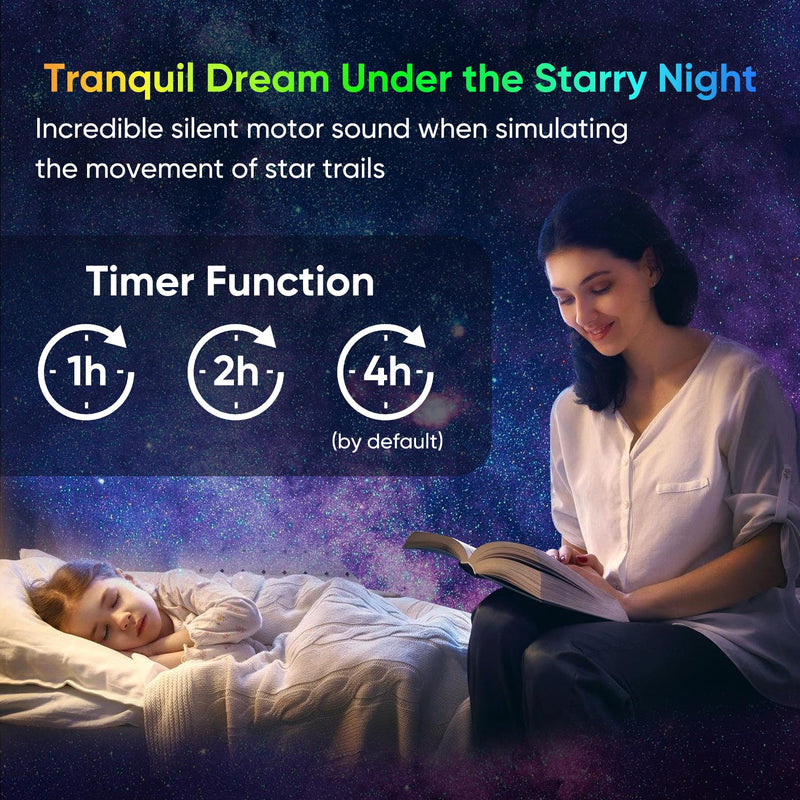 Galaxy Projector for Bedroom, HD Image Star Projector Galaxy Light Adjustable Knob, 13 Film Discs Planetarium Projector for Kids, 360° Rotating 1/2h Timer Simple 3-Button Control Black&White