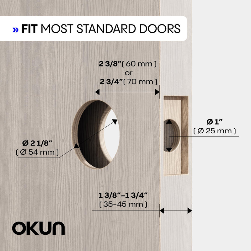 Okun Halo 1-Pack Brushed Nickel Privacy Door Levers – Push Button Lock, Reversible, Sleek Concealed-Mount Design for Bedroom & Bathroom 1 Pack