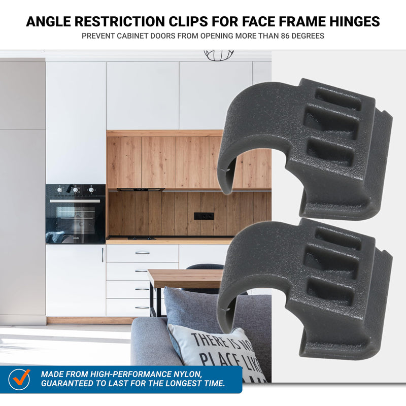 10 Pack Rok Hardware Angle Restrictor Restriction Clips for Face Frame Hinges 86 Degree Kitchen Cabinet Door Restraints, NEH89 (Hinge is Sold Separately) 10
