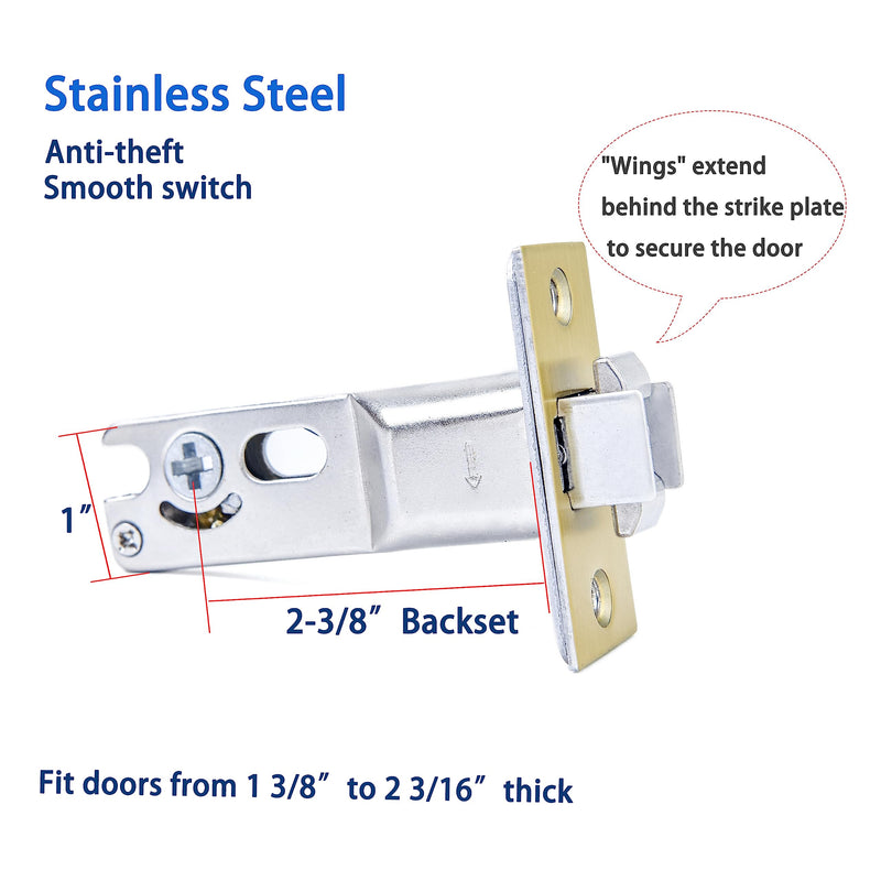 Dontay Keyed Pocket Door Lock,Flush Mount Recessed Knob,2-3/8 inch Backset,Square Bed Bath Hardware Fit Sliding Barn Interior Door Thickness 1-3/8 to 2-3/16 inch(Satin Brass,1) Satin Brass