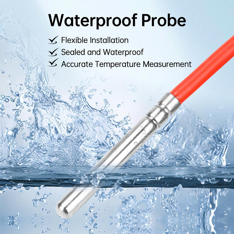 Diymore 2 PCS 5M PT1000 Temperature Sensor, Silicone Cable, Stainless Steel Probe, -122°F~356°F, High-Precision Platinum Resistance Thermometer