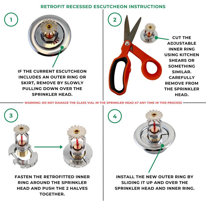 Retrofit Recessed Fire Sprinkler Escutcheon 1/2 in. IPS - Split 3 Piece in Chrome Plated - Depth Adjustment Range up to 3/4 in. for Fire Sprinkler Trim 1/2 in. IPS - 3/4 in. Adj. (1-Pack) Chrome-Retrofit