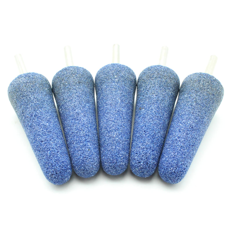 TEMO 5 pc Mounted Stone Point Blue Aluminum Oxide Abrasive Grinding 1 Inch Diameter 2-3/4 Inch Long, 1/4 Inch Shank 1/4" Shank Blue Cone