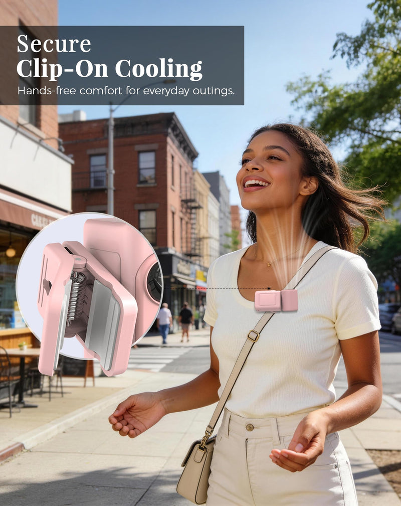 Hotsales Clip-On Portable Fan, 13500 RPM Rechargeable Handheld Mini Fan with LED Display, 360° Rotating Detachable Clip, Stroller Fan for Baby, Compact Travel Essentials/Lash, Summer Gifts for Women Girl Pink