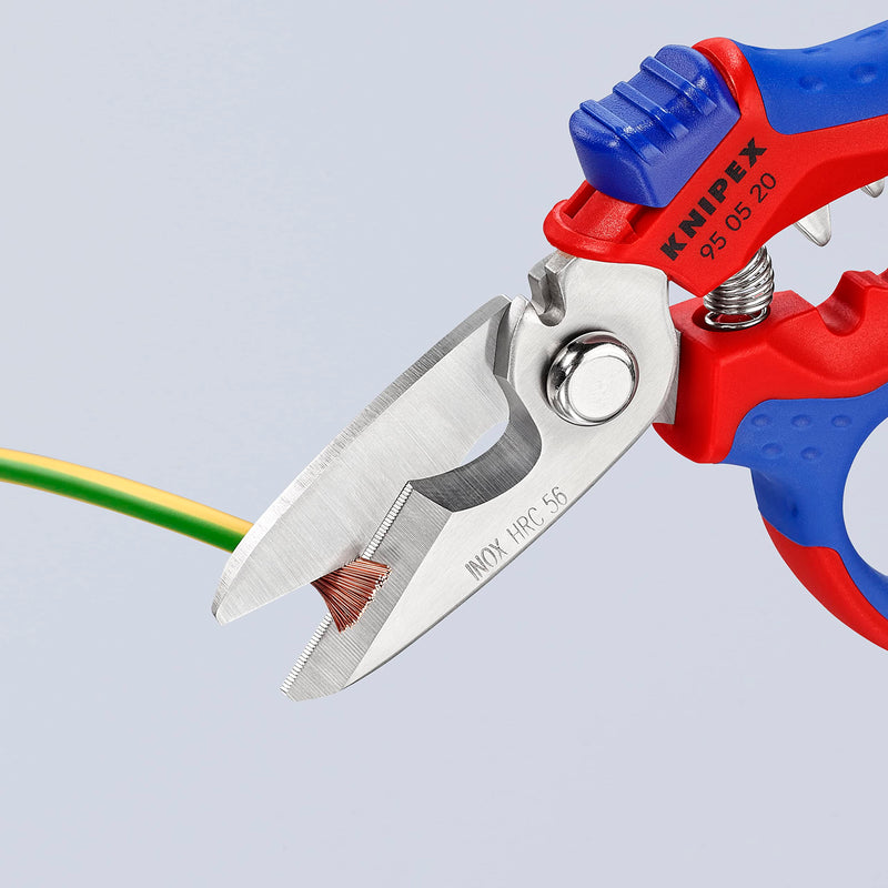 KNIPEX Tools Stainless steel 95 05 20 US Angled Electricians' Shears, 6-1/4", Red/Blue Scissors