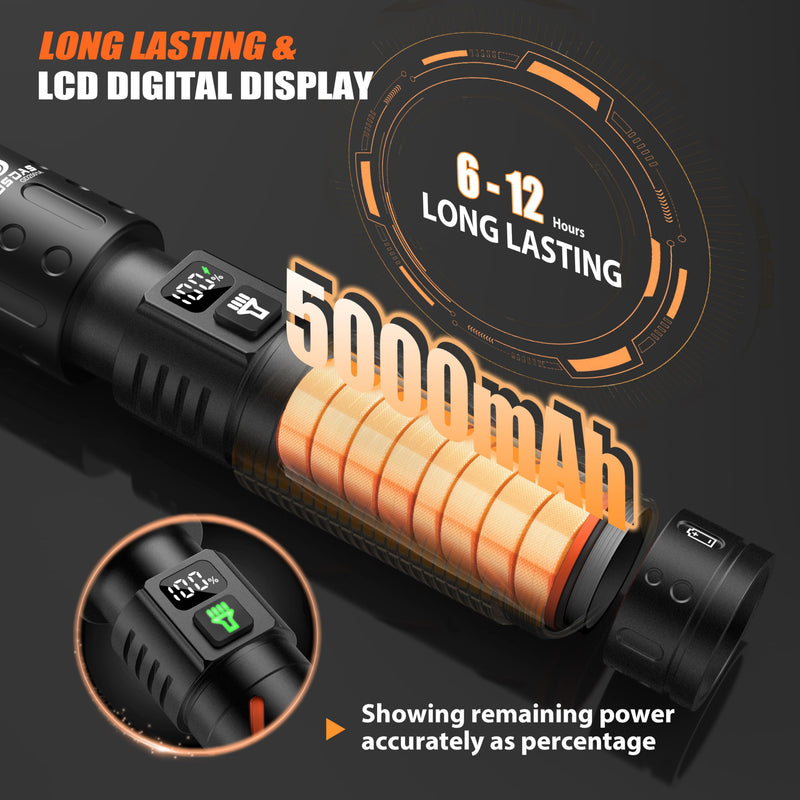 Rechargeable Flashlights High Lumens 100000 2 Pack, Super Bright 30W LED, Long Lasting 12H, Single Click 3 Modes, Multifunctional USB C Input Output LCD Power Display, for Camping Hiking Home