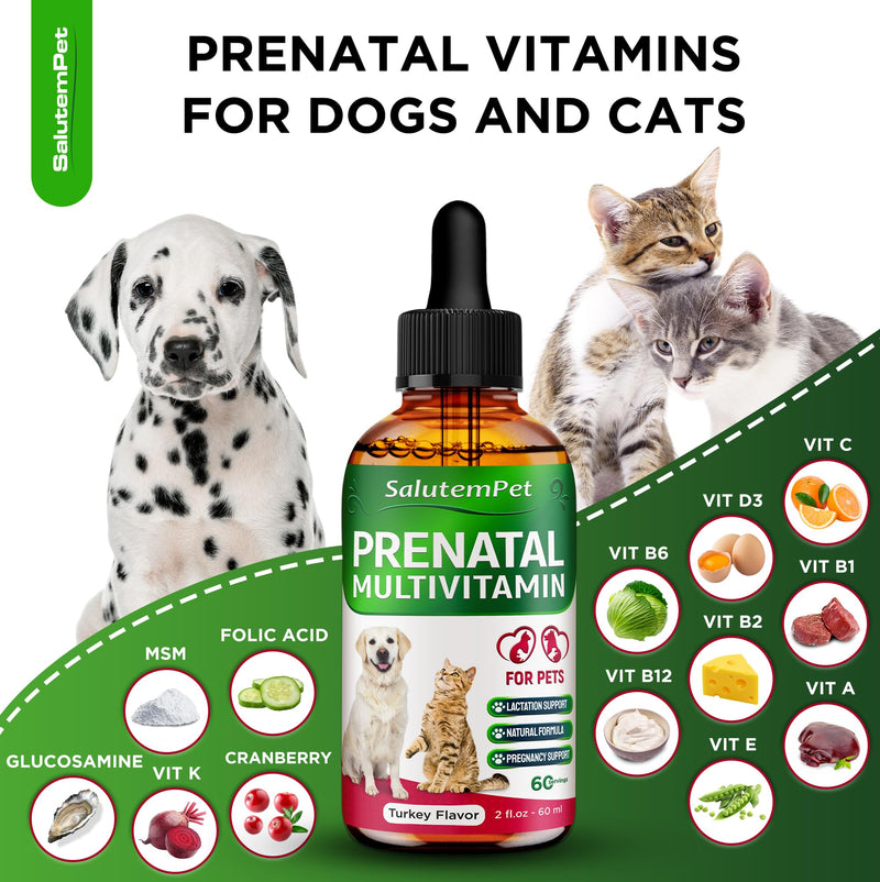 Vitamins for Pregnant Dogs and Cats - Dog Prenatal Vitamins - Pregnant Cat Supplies - Turkey Flavor, 2 fl.oz - PawsPlanet Australia
