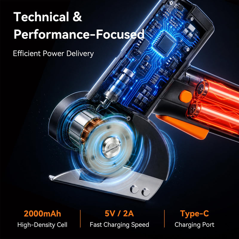 4.2V Cardboard Cutter - Rechargeable Cordless Electric Scissors with LED Display, 4-Speed Adjustable Rotary,320 RPM,with 1 Blade & Storage Bag,for Cardboard,Fabric, Carpet, Leather