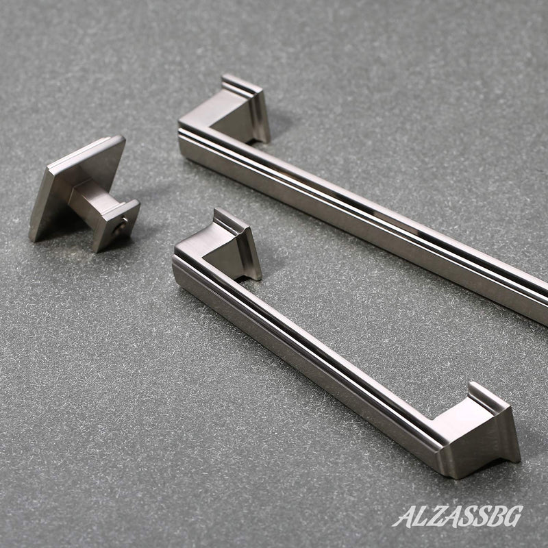 Alzassbg 10 Pack Brushed Satin Nickel Cabinet Knobs, 1.3 Inch(32mm) Square Kitchen Cabinet Hardware Knobs for Cabinets and Drawer AL6071SN Square Knob